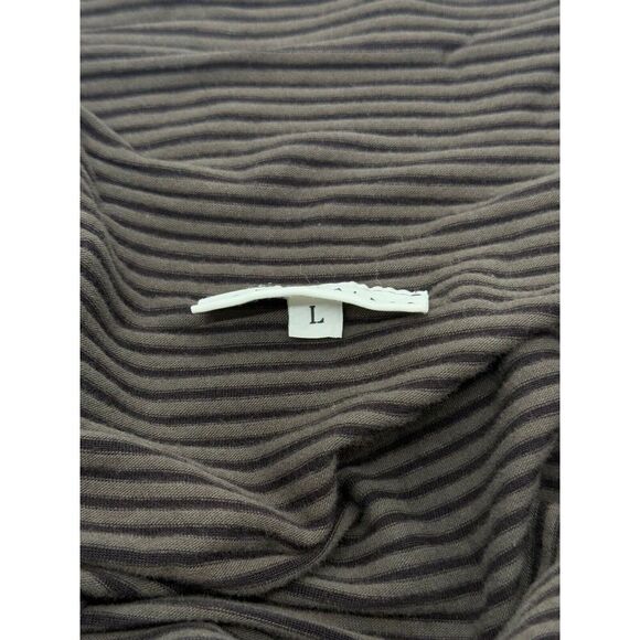 Bryn Walker Size L Long Open Cardigan Belted Black Gray Stripe Lagenlook Stretch - Picture 10 of 13